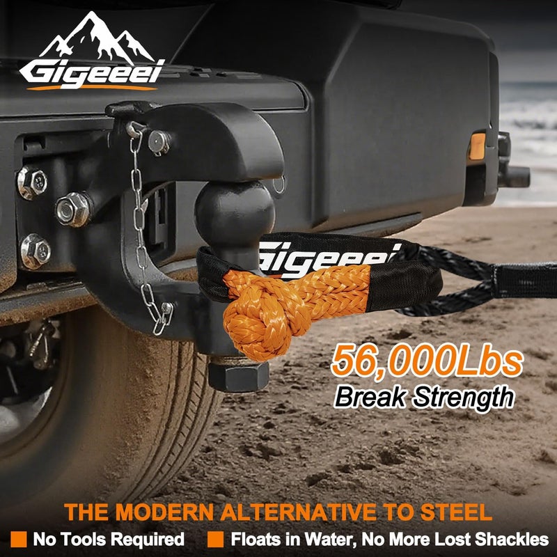 Gigeeei Soft Shackles Tow Recovery - 1/2 Inch X 22 Inch (56,000lbs) Soft Shackle Recovery Kit for Off-Road Winch and Vehicle Towing (Orange) - Image 3